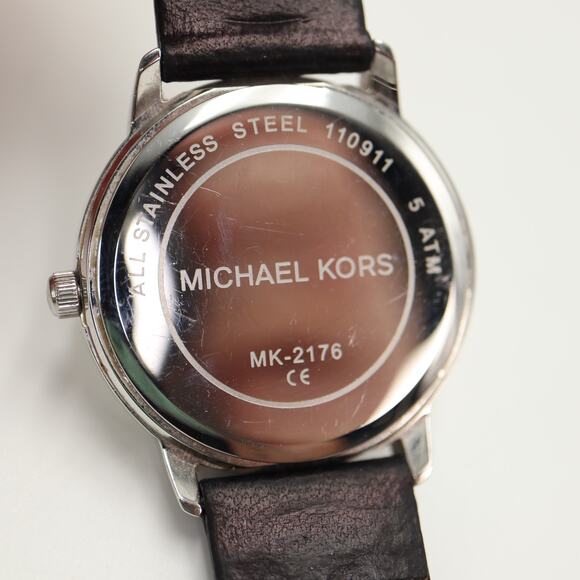 Michael Kors Parker MOP 35mm Womens Watch Black Leather MK2176 w New Battery main image 9
